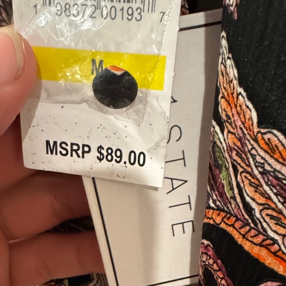 1.STATE Black Paisley Blouse | Floral Print | Long Sleeve | Size M | NWT - Picture 5 of 7